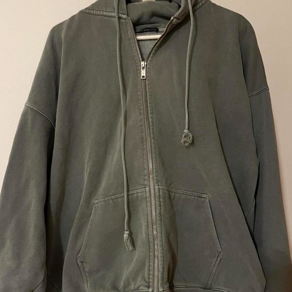 Brandy Melville Oversized Olive Zip Up Hoodie